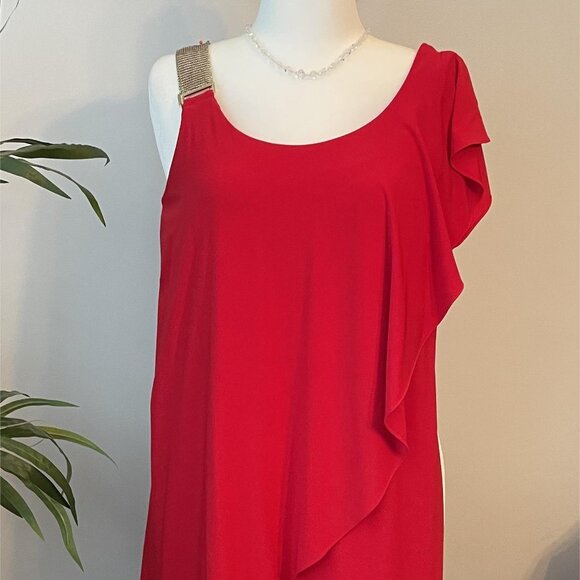 Collection Dress Barn Elegant Red Sleeveless Cocktail Dress Size 10 - Picture 1 of 11